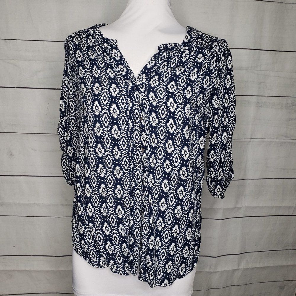 Skies are Blue Ikat boho top medium
